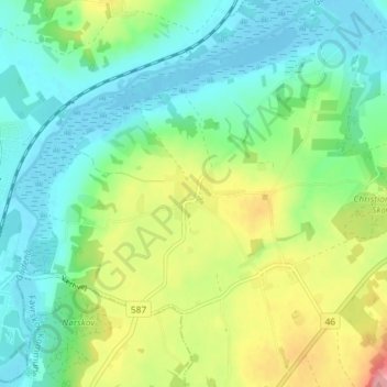 Topografisk kort Væth, højde, terræn