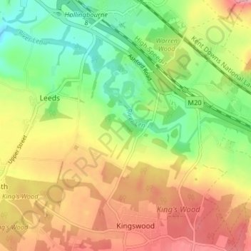 Topografisk kort Broomfield, højde, terræn