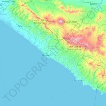 Topografisk kort Seginim, højde, terræn