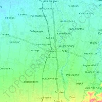 Topografisk kort Slawi, højde, terræn
