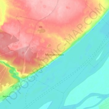 Topografisk kort Mokhsogollokh, højde, terræn