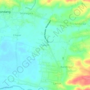 Topografisk kort Penolih, højde, terræn