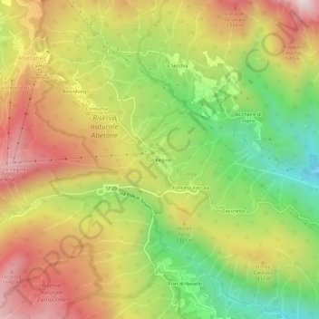 Topografisk kort Le Regine, højde, terræn