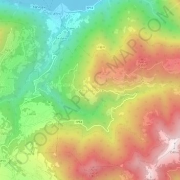 Topografisk kort Ponna Superiore, højde, terræn