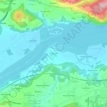 Topografisk kort Brenndorf, højde, terræn