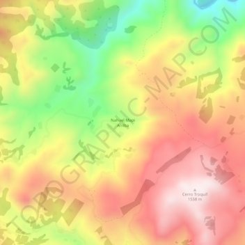 Topografisk kort Nahuel Mapi Arriba, højde, terræn