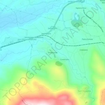Topografisk kort Temennotte, højde, terræn