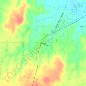 Topografisk kort Sasakwa, højde, terræn