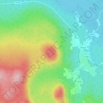 Topografisk kort Bingsjöberget, højde, terræn