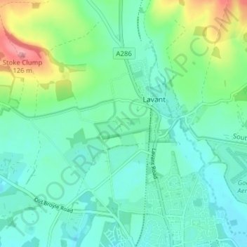 Topografisk kort West Lavant, højde, terræn