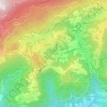 Topografisk kort Contrà Onfesa, højde, terræn