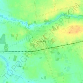 Topografisk kort Gørding, højde, terræn