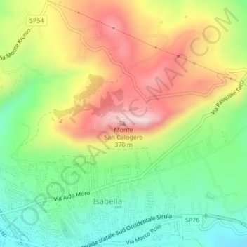 Topografisk kort Monte San Calogero, højde, terræn