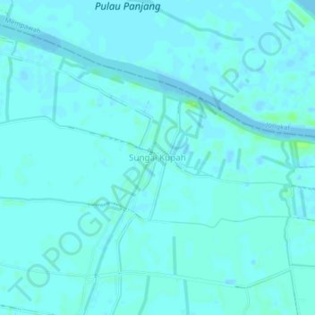 Topografisk kort Sungai Kupah, højde, terræn