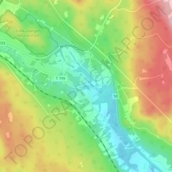 Topografisk kort Bångbro, højde, terræn