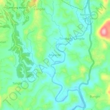 Topografisk kort Marante, højde, terræn