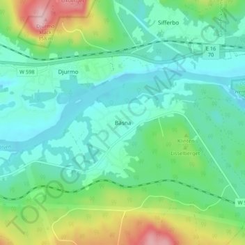 Topografisk kort Bäsna, højde, terræn