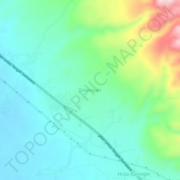 Topografisk kort Sinonoan, højde, terræn