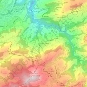 Topografisk kort Speicherschwendi, højde, terræn