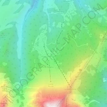Topografisk kort Prati di Tivo, højde, terræn