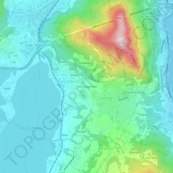 Topografisk kort Solaro Superiore, højde, terræn