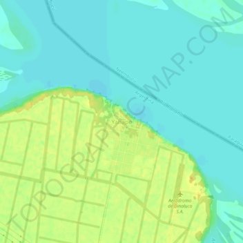 Topografisk kort Yahapé, højde, terræn