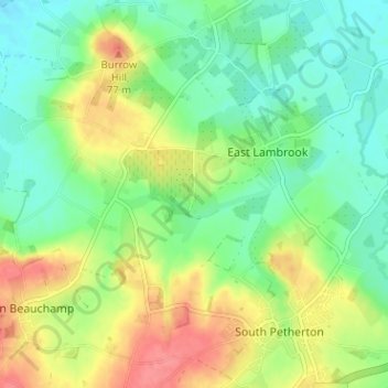 Topografisk kort Mid Lambrook, højde, terræn