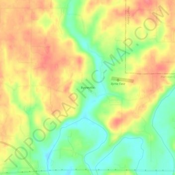 Topografisk kort Byrneville, højde, terræn