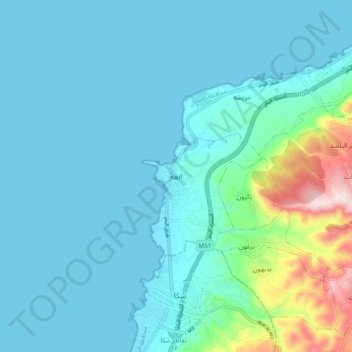 Topografisk kort Enfé, højde, terræn