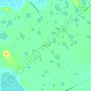 Topografisk kort Loma Alta, højde, terræn