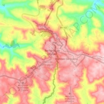 Topografisk kort Bernardo de Irigoyen, højde, terræn