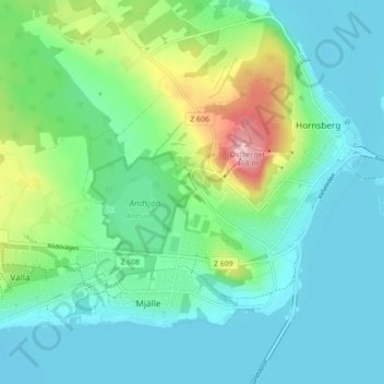 Topografisk kort Lövsta, højde, terræn