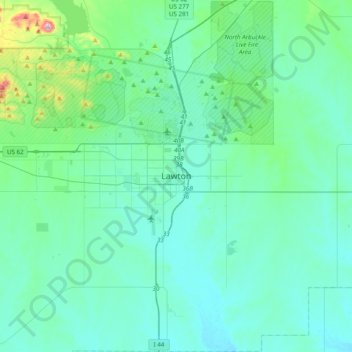 Topografisk kort Lawton, højde, terræn