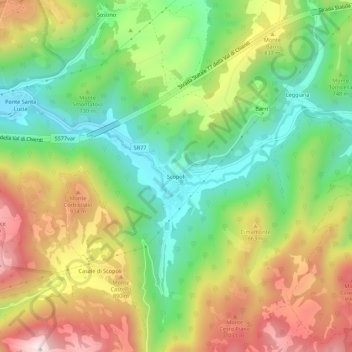 Topografisk kort Scopoli, højde, terræn