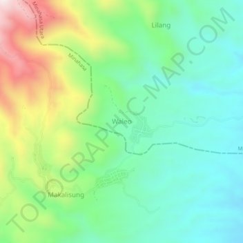 Topografisk kort Waleo, højde, terræn