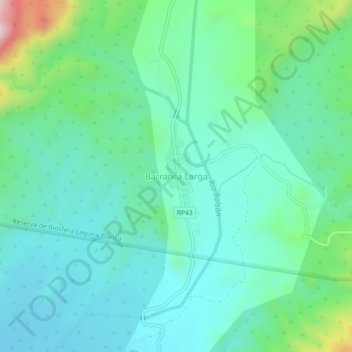 Topografisk kort Barranca Larga, højde, terræn
