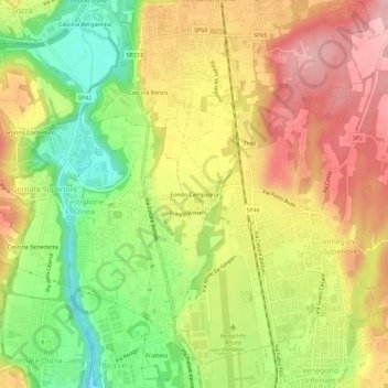 Topografisk kort Fondo Campagna, højde, terræn