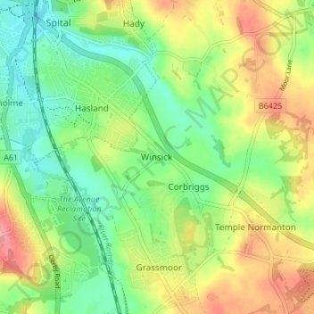 Topografisk kort Winsick, højde, terræn