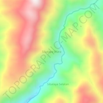 Topografisk kort Sibalaya Utara, højde, terræn