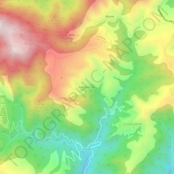 Topografisk kort Valle Vaccaro, højde, terræn