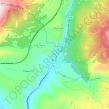 Topografisk kort Camarda, højde, terræn