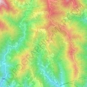 Topografisk kort Tuvio, højde, terræn