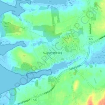 Topografisk kort Augustenborg, højde, terræn
