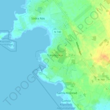 Topografisk kort Träslövsläge, højde, terræn