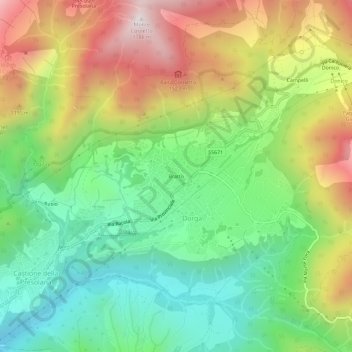Topografisk kort Bratto, højde, terræn