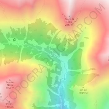 Topografisk kort Raggio, højde, terræn