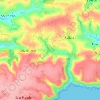 Topografisk kort South Allington, højde, terræn