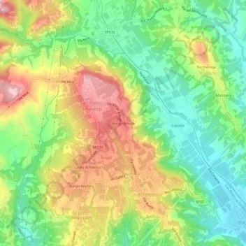 Topografisk kort Borgo Antiga, højde, terræn