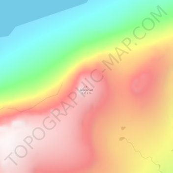 Topografisk kort Naajarsuit, højde, terræn