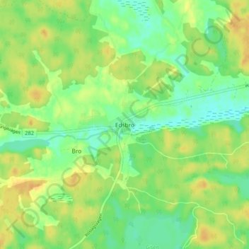 Topografisk kort Edsbro, højde, terræn